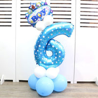 32-inch Digital Balloon Birthday Balloons Children Number Foil Balloons Happy Birthday Party Decorations Kids Ballon Cartoon Hat