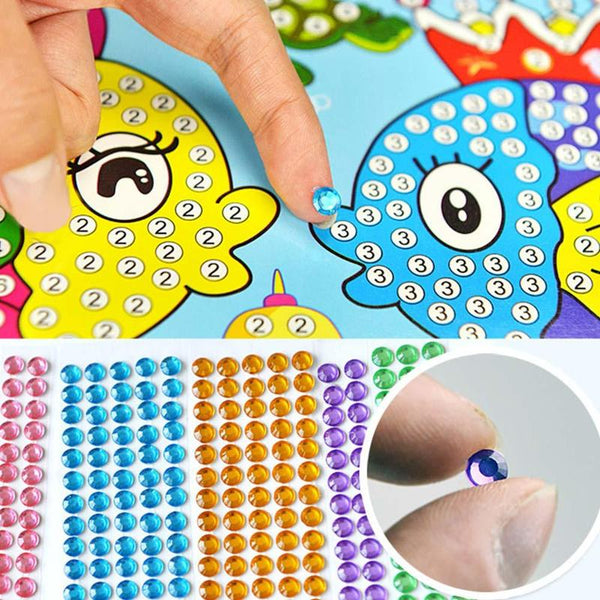 Children Diamond Stickers Creative DIY Handmade Painting Cartoon Diamond Sticker Toys Kit Kids Educational Puzzle Stickers Toys